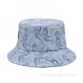 100% polyester sublimatie print emmer hoed geweven label